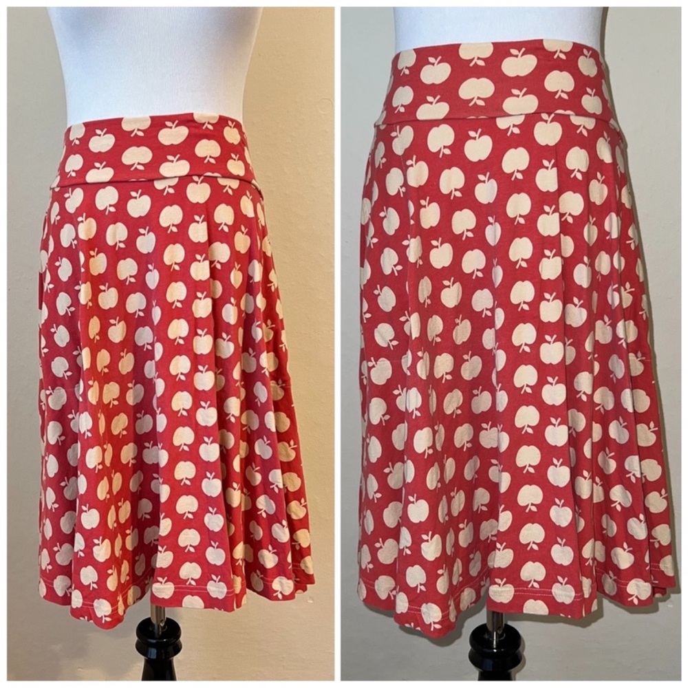 Effie’s Heart red apple skirt retro pinup novelty print - cream red stretchy L - Picture 5 of 6